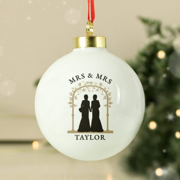 Personalised Mrs & Mrs Bauble: 2 - Christmas Baubles By Gift Moments