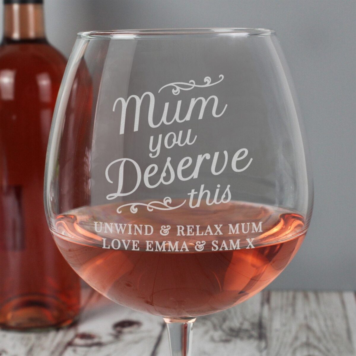 Personalised ’Mum You Deserve This’ Gin Balloon Glass: 3 - Cocktail Glasses By Gift Moments
