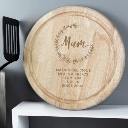 Personalised Mum Round Wooden Chopping Heart: 1 - Chopping Boards By Gift Moments