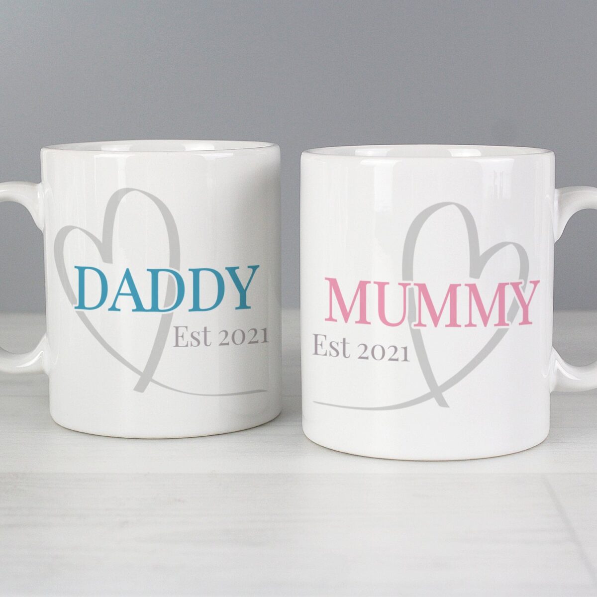 Personalised mummy daddy mug set