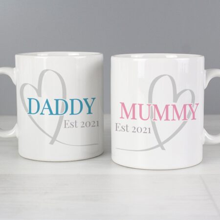 Personalised mummy daddy mug set