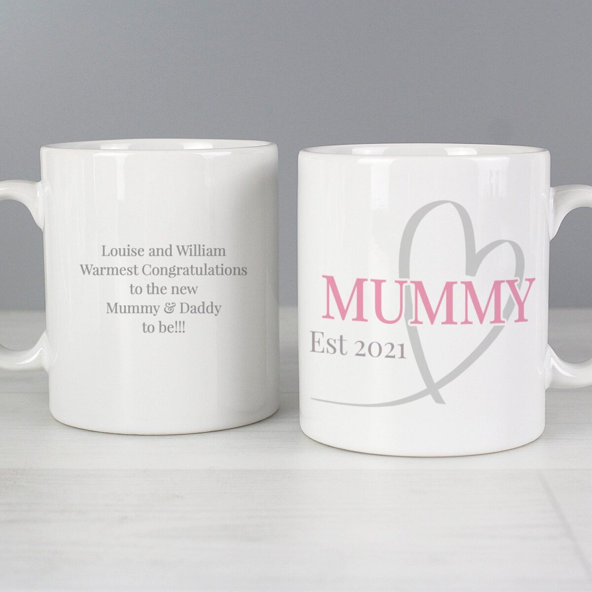 Personalised mummy daddy mug set