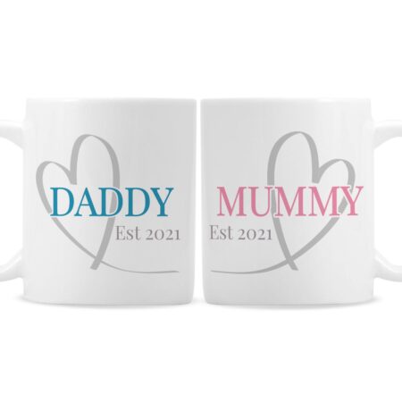 Personalised mummy daddy mug set
