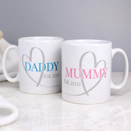 Personalised mummy daddy mug set