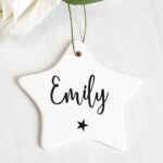 Personalised Name Ceramic Star Decoration: 1 - Christmas Decorations By Gift Moments