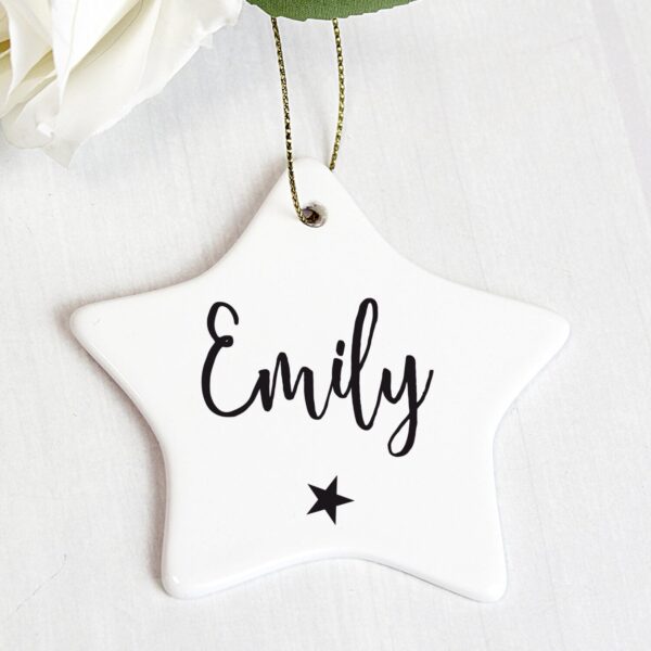 Personalised Name Ceramic Star Decoration: 1 - Christmas Decorations By Gift Moments