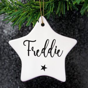 Personalised Name Ceramic Star Decoration: 2 - Christmas Decorations By Gift Moments