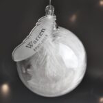 Personalised Name & Date Feather Glass Bauble: 1 - Christmas Baubles By Gift Moments