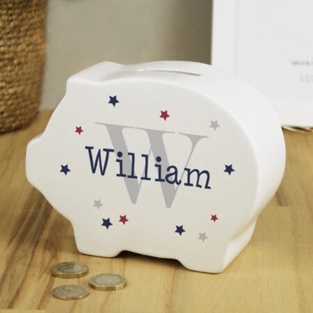 Personalised Name & Initial Piggy Bank: 1 - Money Boxes By Gift Moments
