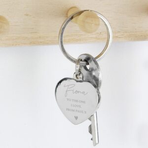Personalised Name and Message Diamante Heart Keyring: 2 - Keyrings By Gift Moments