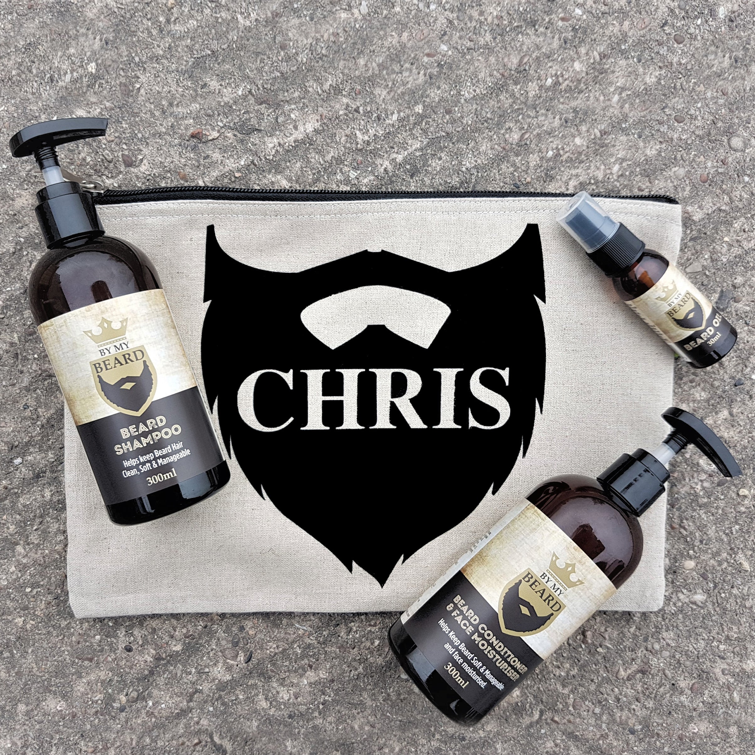 Personalised Name Only Beard Kit: 1 - Toiletry & Makeup Bags By Gift Moments