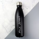 Personalised Name Only Black Metal Insulated Drinks Bottle: 1 - Water Bottles By Gift Moments