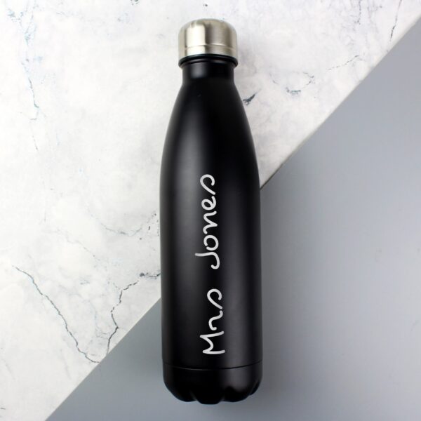 Personalised Name Only Black Metal Insulated Drinks Bottle: 1 - Water Bottles By Gift Moments