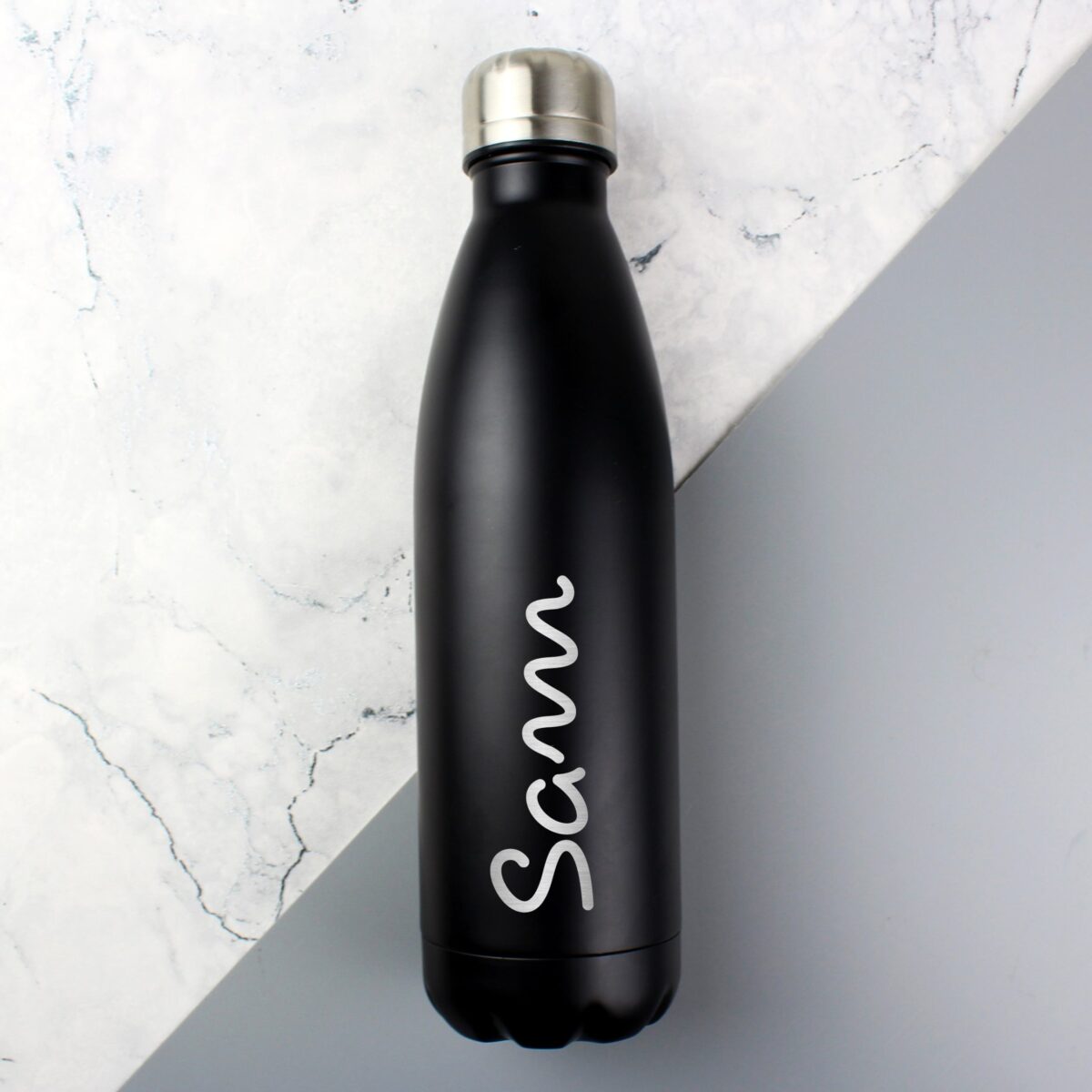 Personalised Name Only Black Metal Insulated Drinks Bottle: 3 - Water Bottles By Gift Moments