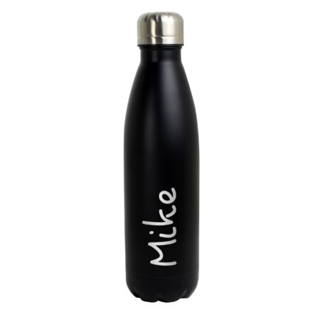 Personalised Name Only Black Metal Insulated Drinks Bottle: 4 - Water Bottles By Gift Moments