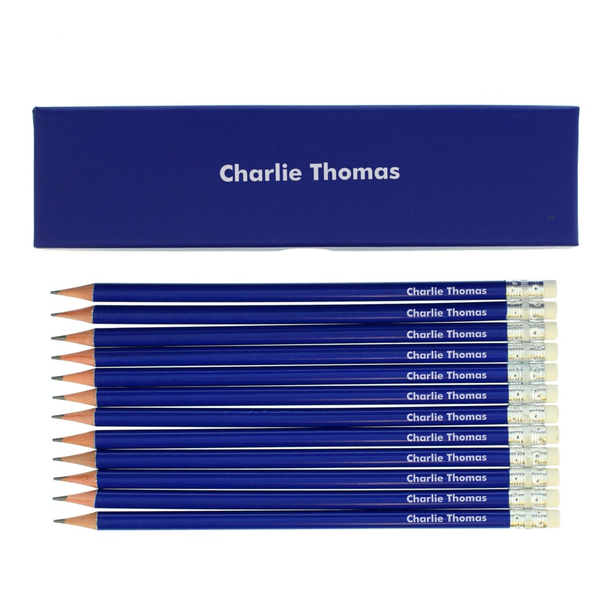 Personalised Name Only Box and 12 Blue HB Pencils: 4 - Pens & Pencils By Gift Moments
