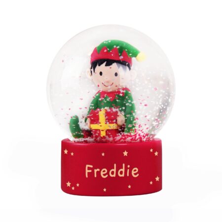 Personalised name only elf glitter snow globe