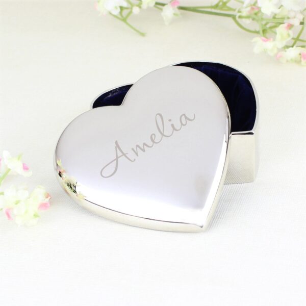 Personalised Name Only Heart Trinket Box: 1 - Trinket Boxes By Gift Moments