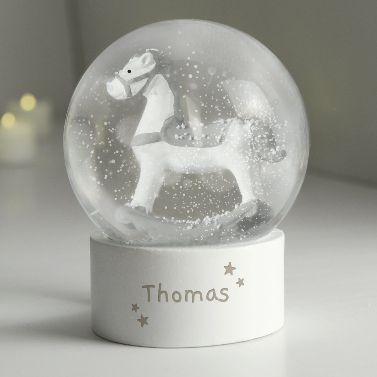 Personalised Name Only Rocking Horse Glitter Snow Globe: 2 - Snow Globes By Gift Moments