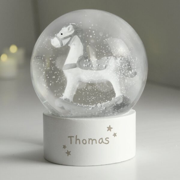 Personalised Name Only Rocking Horse Glitter Snow Globe: 2 - Snow Globes By Gift Moments