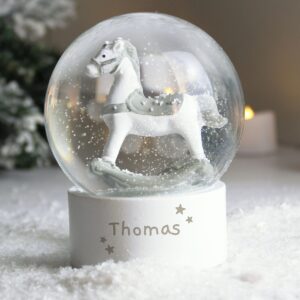Personalised Name Only Rocking Horse Glitter Snow Globe: 3 - Snow Globes By Gift Moments