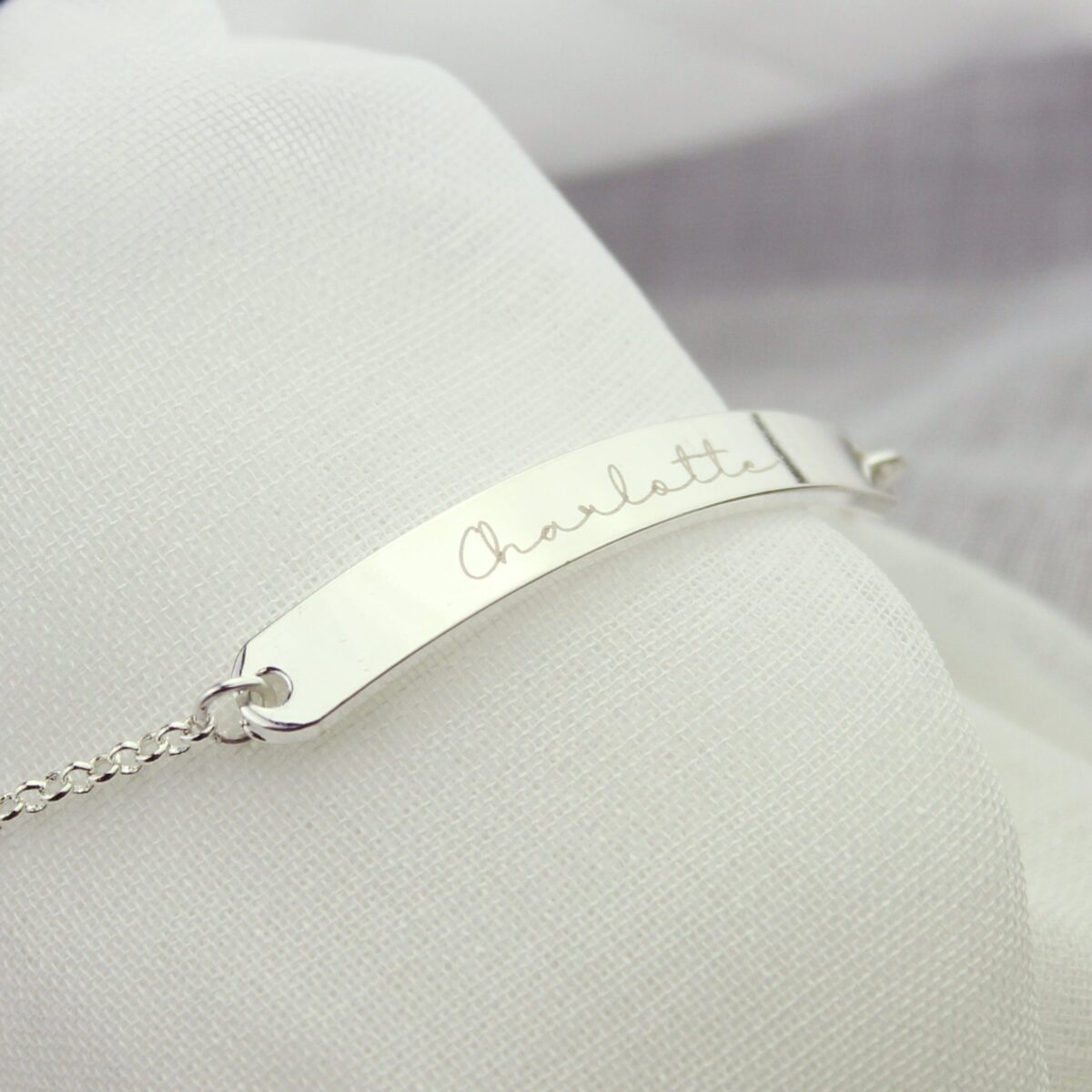 Personalised Name Only Silver Tone Bar Bracelet: 3 - Bracelets By Gift Moments
