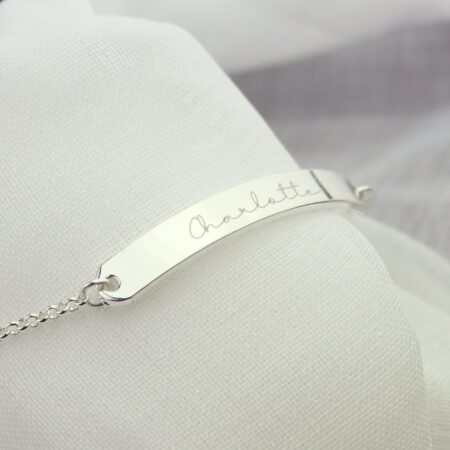 Personalised Name Only Silver Tone Bar Bracelet: 3 - Bracelets By Gift Moments