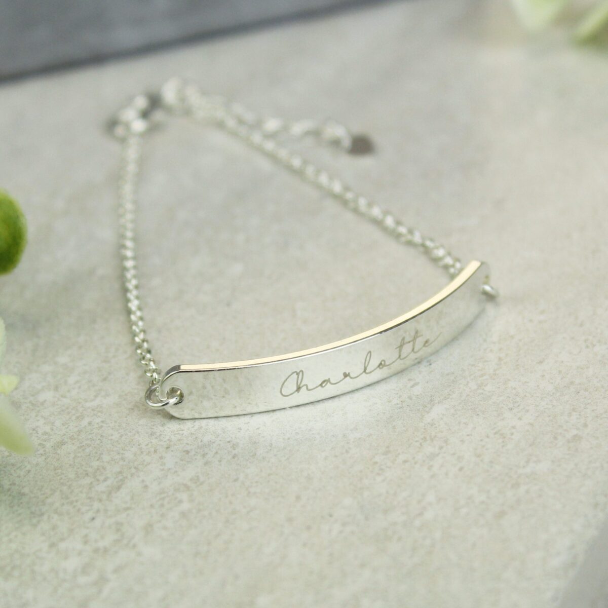Personalised Name Only Silver Tone Bar Bracelet: 1 - Bracelets By Gift Moments