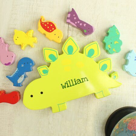 Personalised name only wooden dinosaur stacker toy