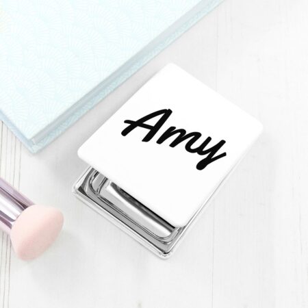 Personalised name rectangle compact mirror