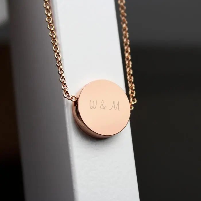 Personalised Any Name Rose Gold Tone Disc Necklace: 2 - Necklaces By Gift Moments
