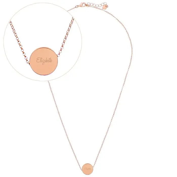 Personalised Any Name Rose Gold Tone Disc Necklace: 3 - Necklaces By Gift Moments