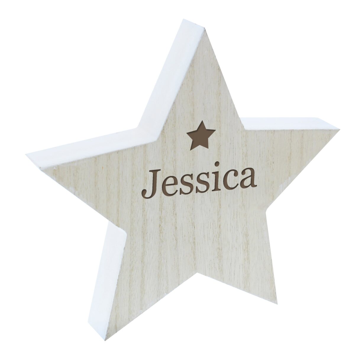Personalised name rustic wooden star decoration