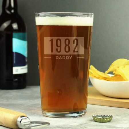 Personalised Name & Year Pint Glass: 4 - Beer Glasses By Gift Moments