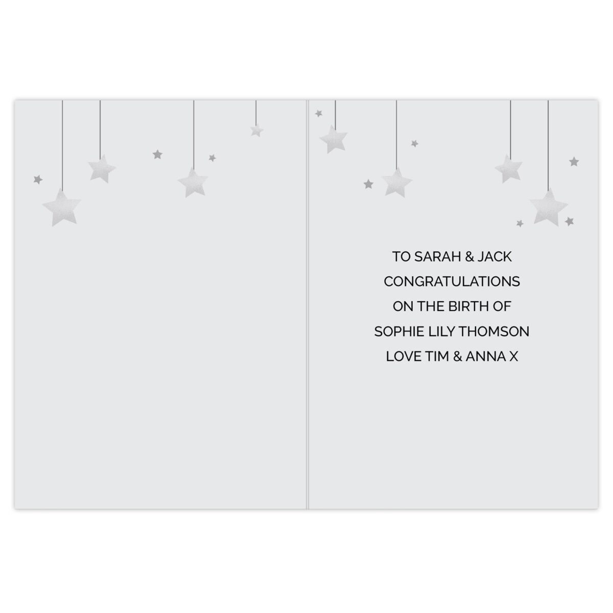 Personalised New Baby Moon & Stars Card: 2 - Greeting Cards By Gift Moments