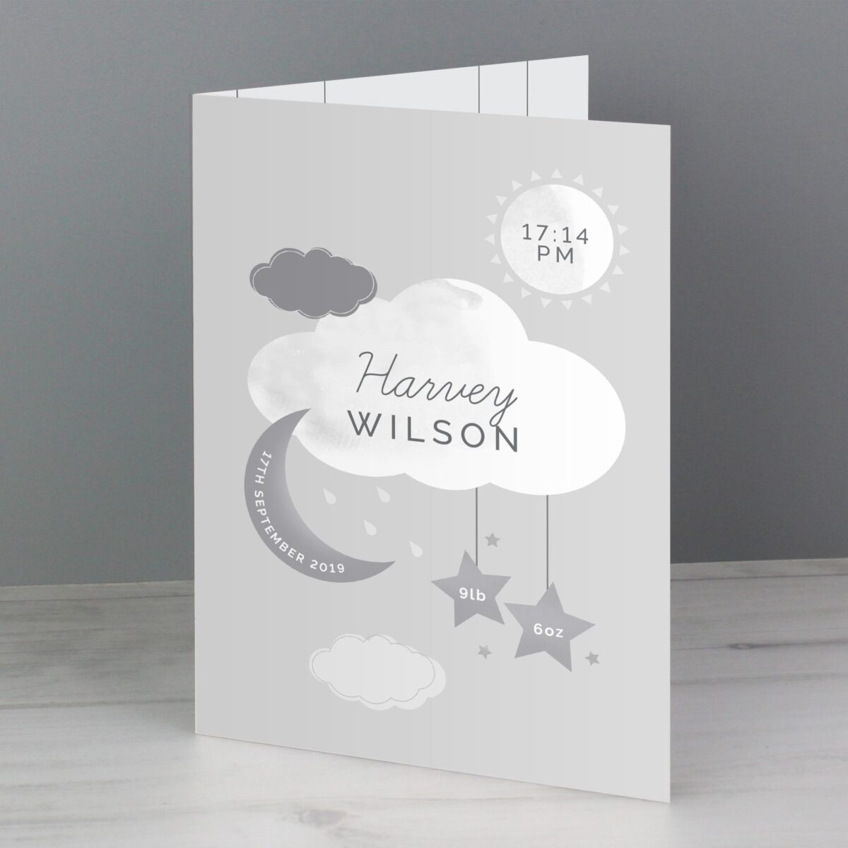 Personalised New Baby Moon & Stars Card: 5 - Greeting Cards By Gift Moments