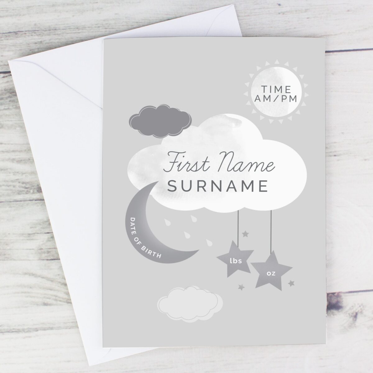 Personalised New Baby Moon & Stars Card: 1 - Greeting Cards By Gift Moments