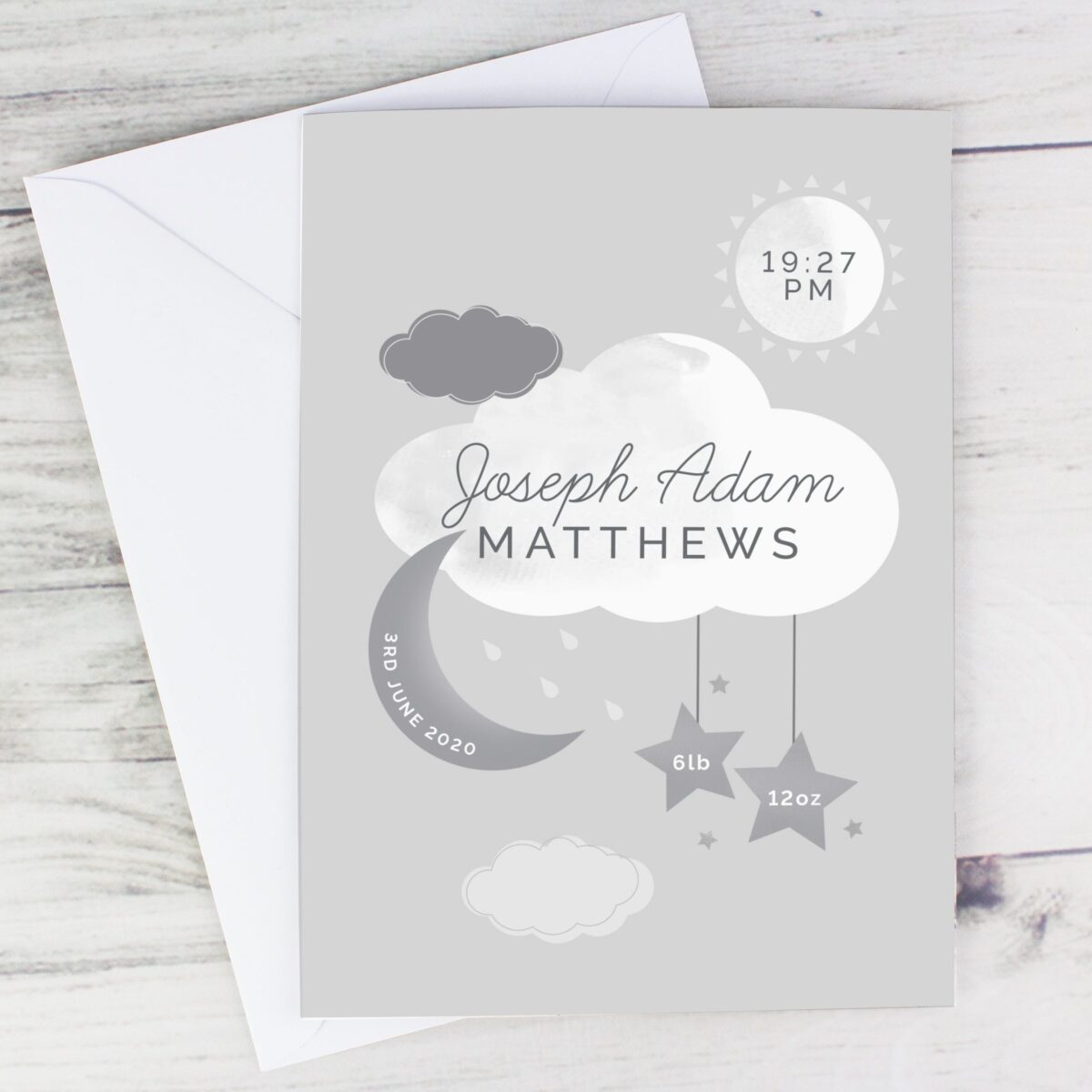 Personalised New Baby Moon & Stars Card: 6 - Greeting Cards By Gift Moments