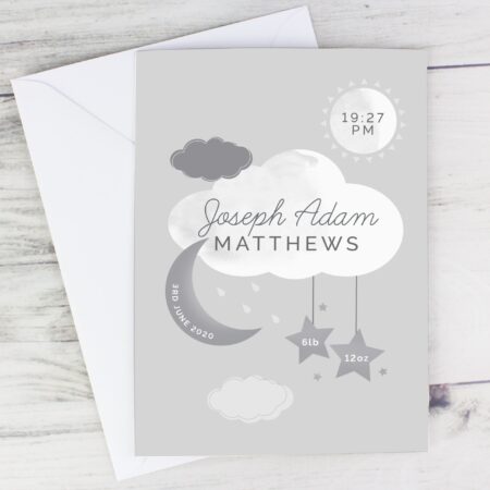 Personalised New Baby Moon & Stars Card: 6 - Greeting Cards By Gift Moments