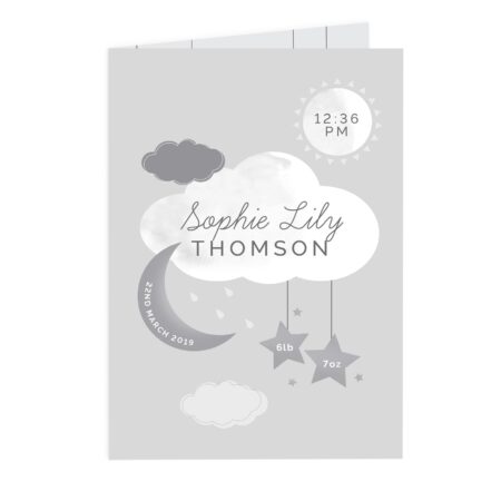 Personalised New Baby Moon & Stars Card: 3 - Greeting Cards By Gift Moments