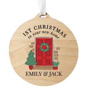 Personalised New Home Round Wooden Decoration: 5 - Decorations By Gift Moments