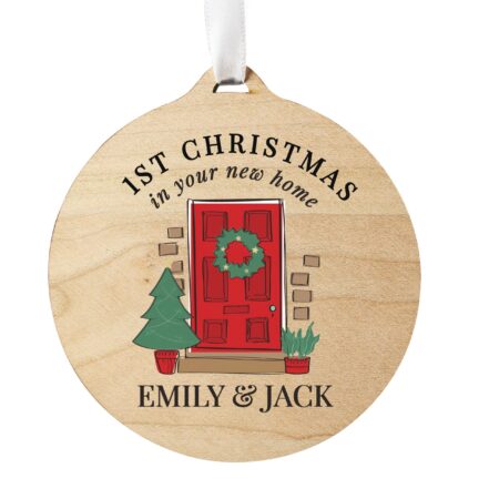 Personalised New Home Round Wooden Decoration: 5 - Decorations By Gift Moments