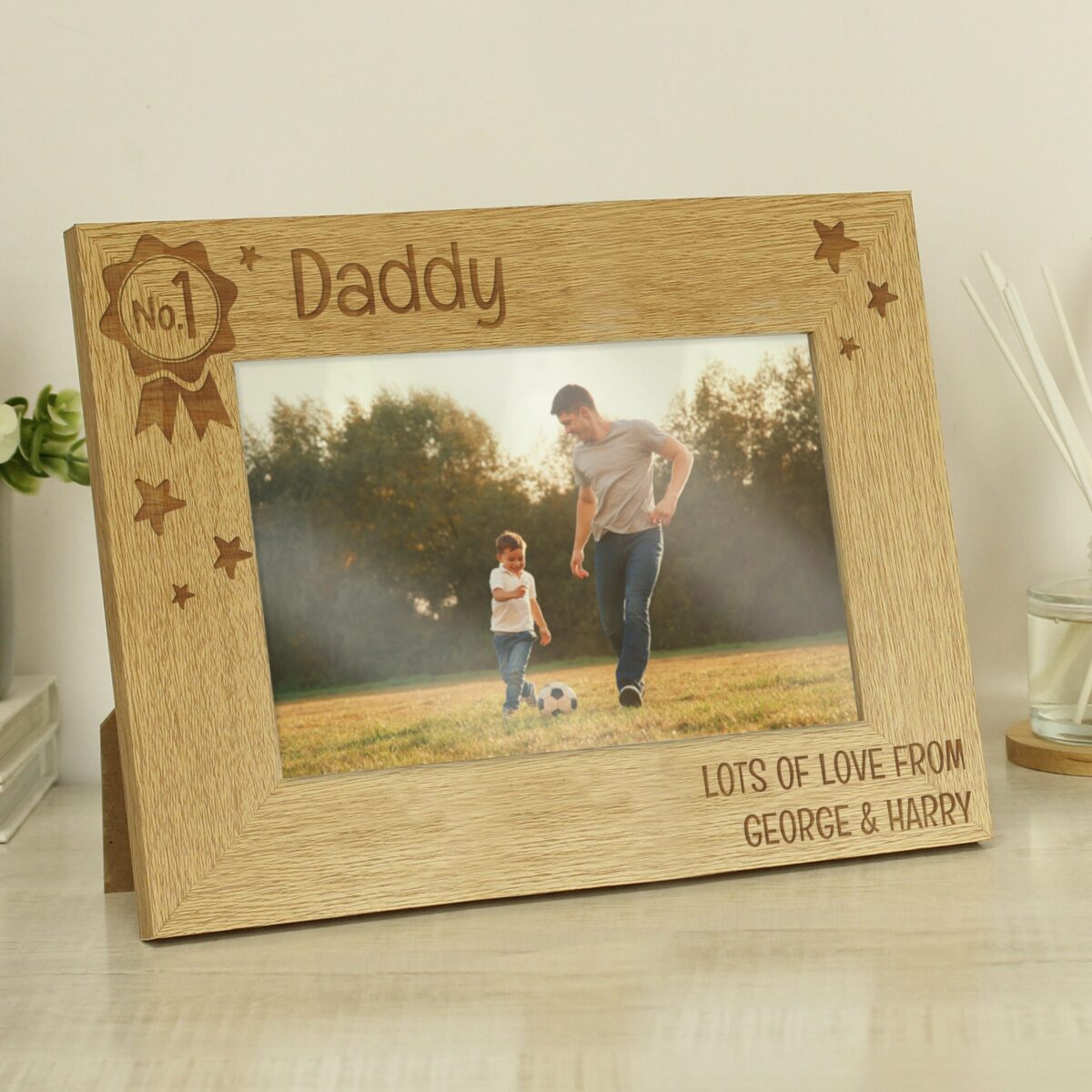 Personalised No.1 6x4 Landscape Wooden Photo Frame: 1 - Photo Frames By Gift Moments
