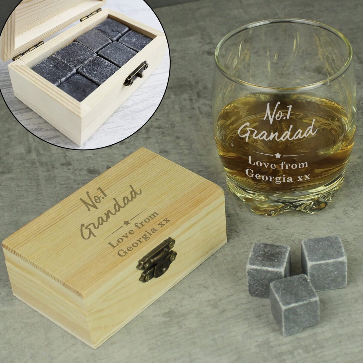 Personalised No.1 Cooling Stones & Glass Set: 3 - Barware By Gift Moments