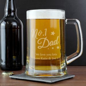 Personalised No.1 Dad Glass Pint Stern Tankard: 3 - Tankards By Gift Moments