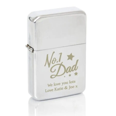 Personalised no 1 dad silver lighter