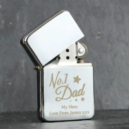 Personalised no 1 dad silver lighter