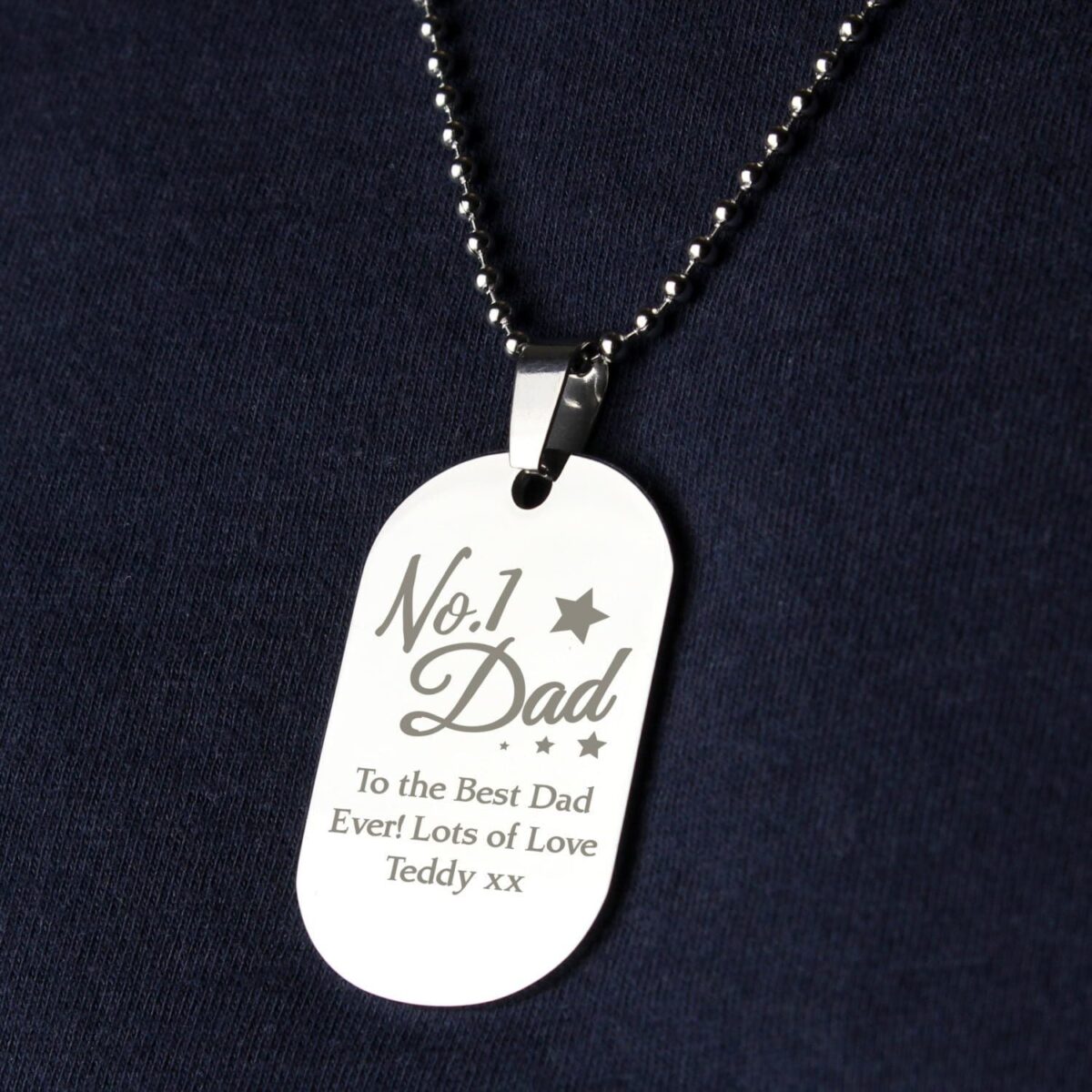Personalised No.1 Dad Stainless Steel Dog Tag Necklace: 3 - Necklaces By Gift Moments