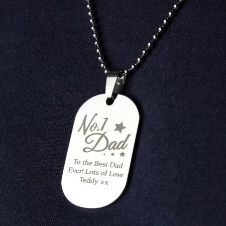 Personalised No.1 Dad Stainless Steel Dog Tag Necklace: 3 - Necklaces By Gift Moments