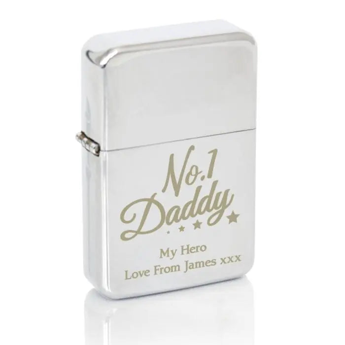 Personalised no 1 daddy silver lighter